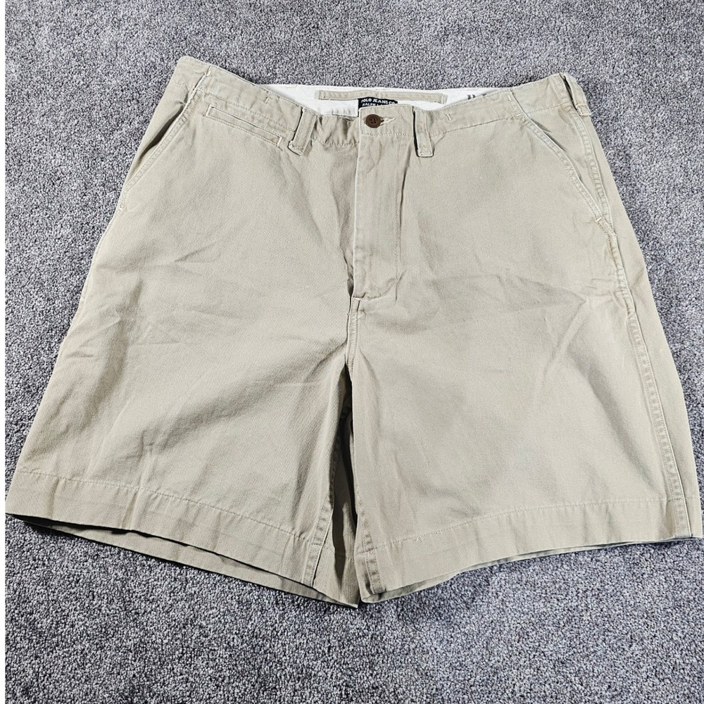 Vtg Polo Jeans Co Ralph Lauren Sz36 Khaki Chino military-styleShorts Cotton RL67